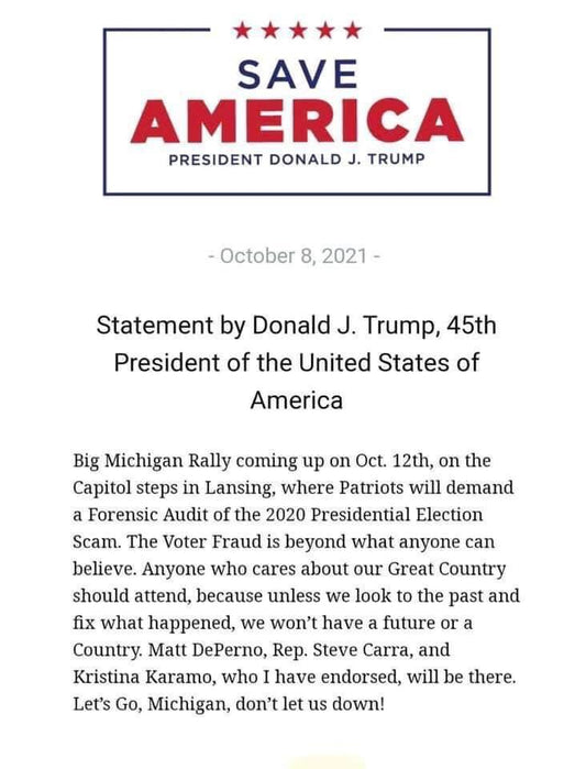 President Trump Announcement on MI Oct 12 Event